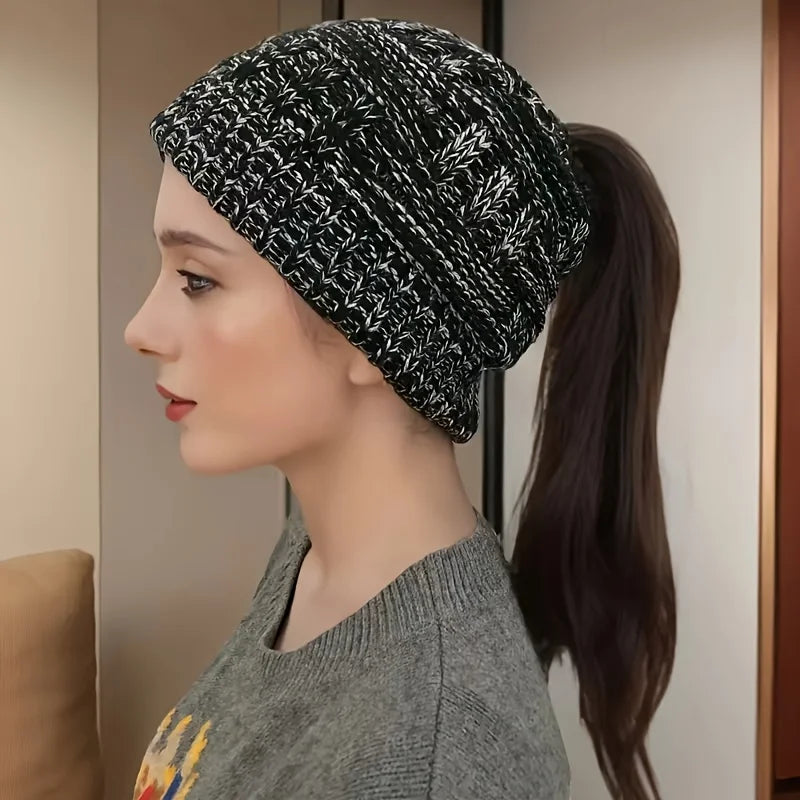 Women's Ponytail Knit Winter Beanie