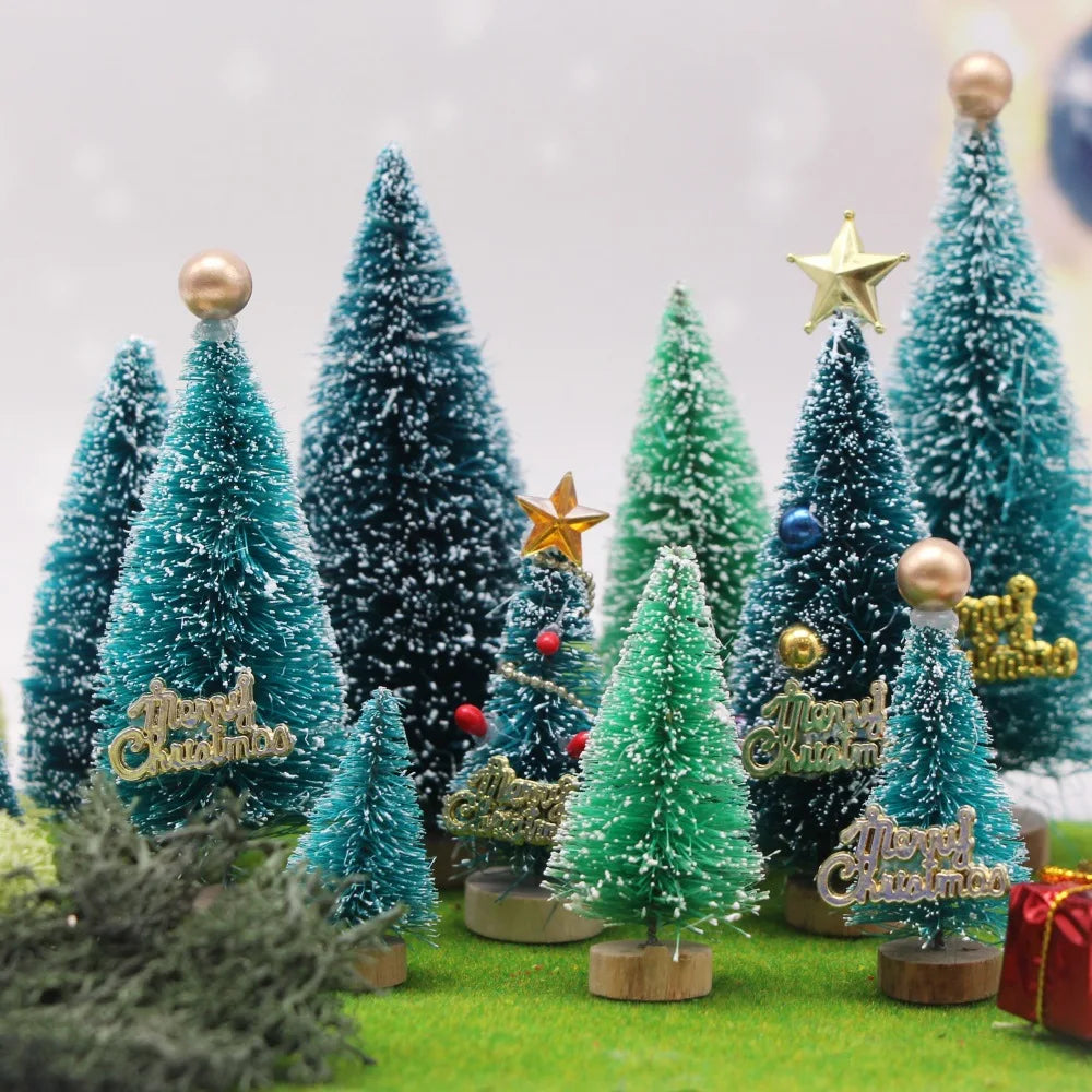 Mini Snowy Christmas Trees for Village Displays