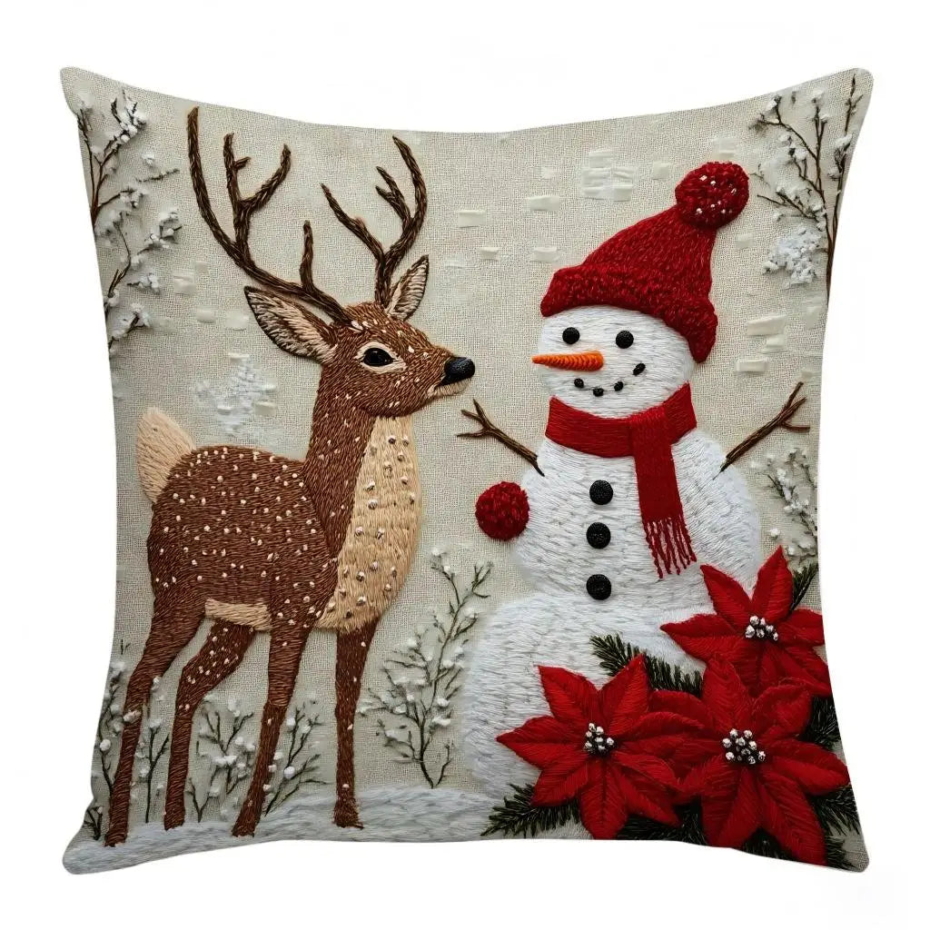Christmas Reindeer & Rabbit Pillow Cover