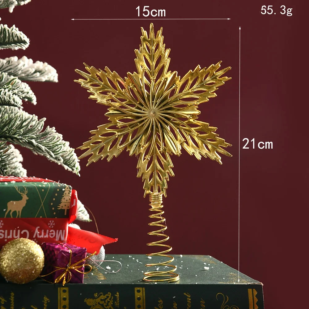 Gold Glitter Christmas Tree Star Topper