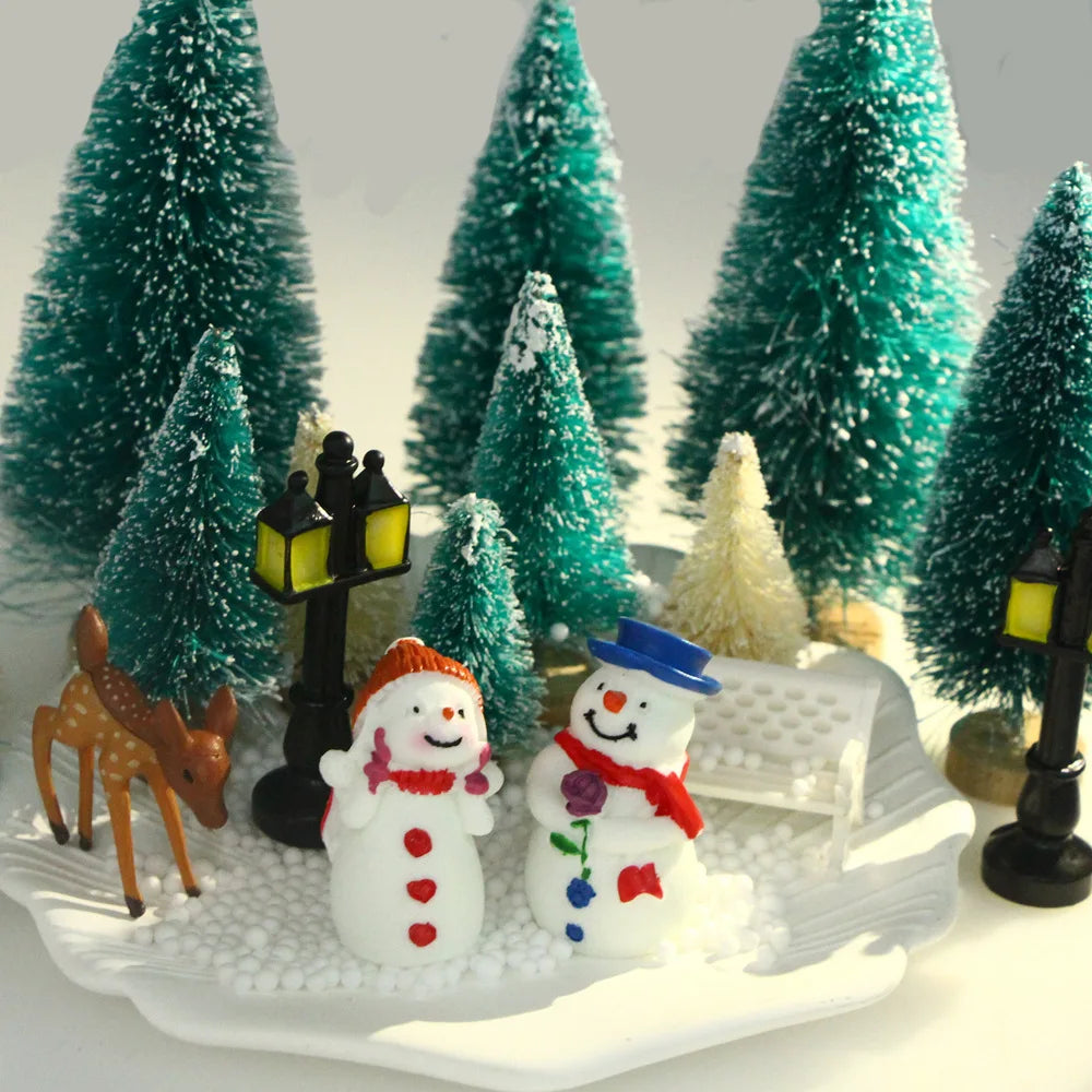 Mini Snowy Christmas Trees for Village Displays