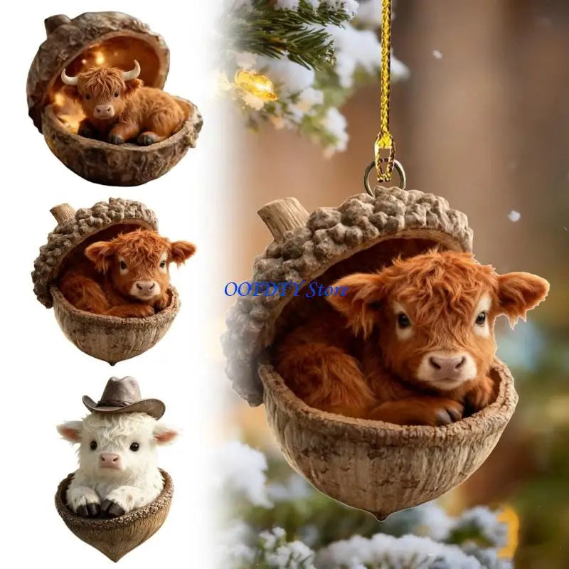 Highland Cow Christmas Ornaments