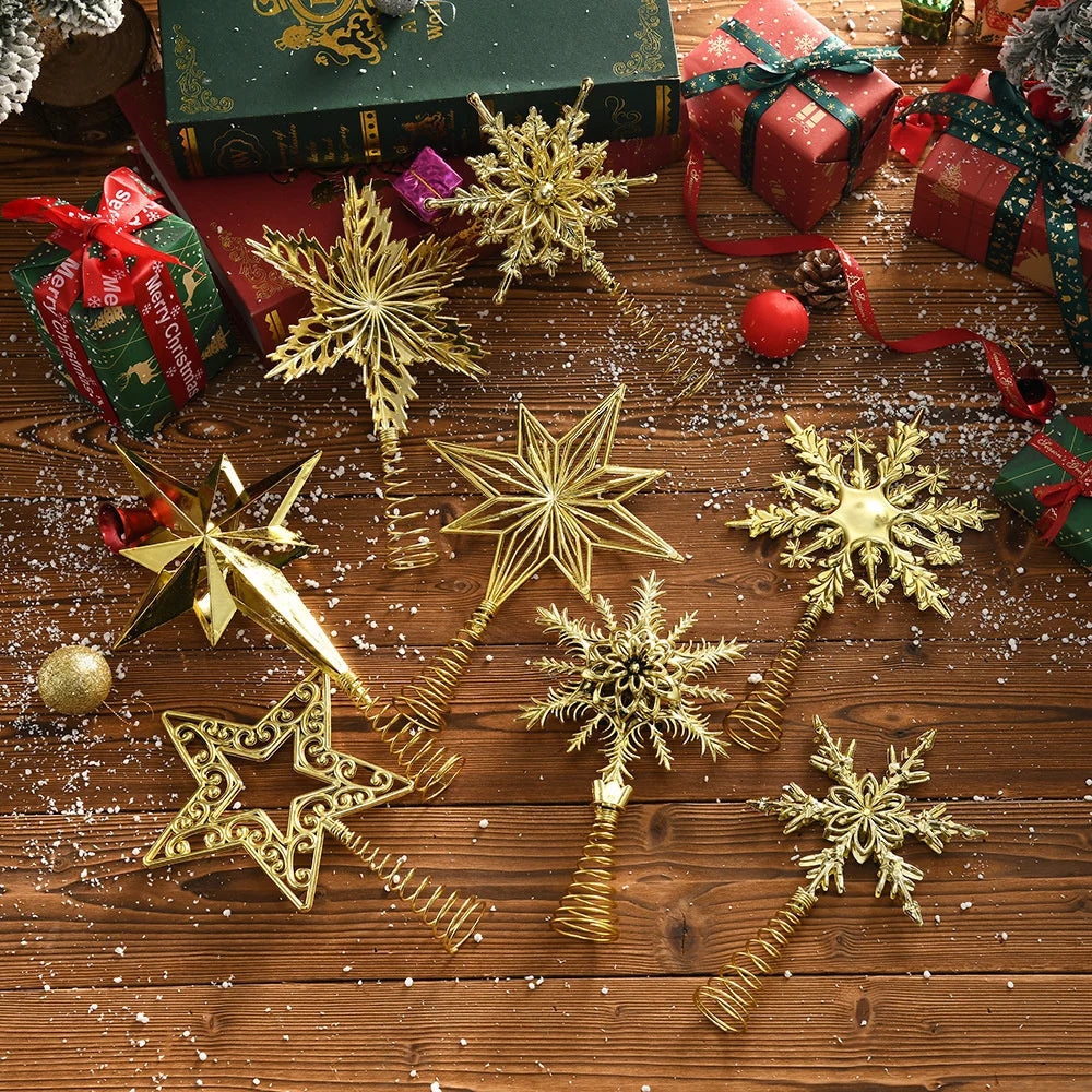 Gold Glitter Christmas Tree Star Topper