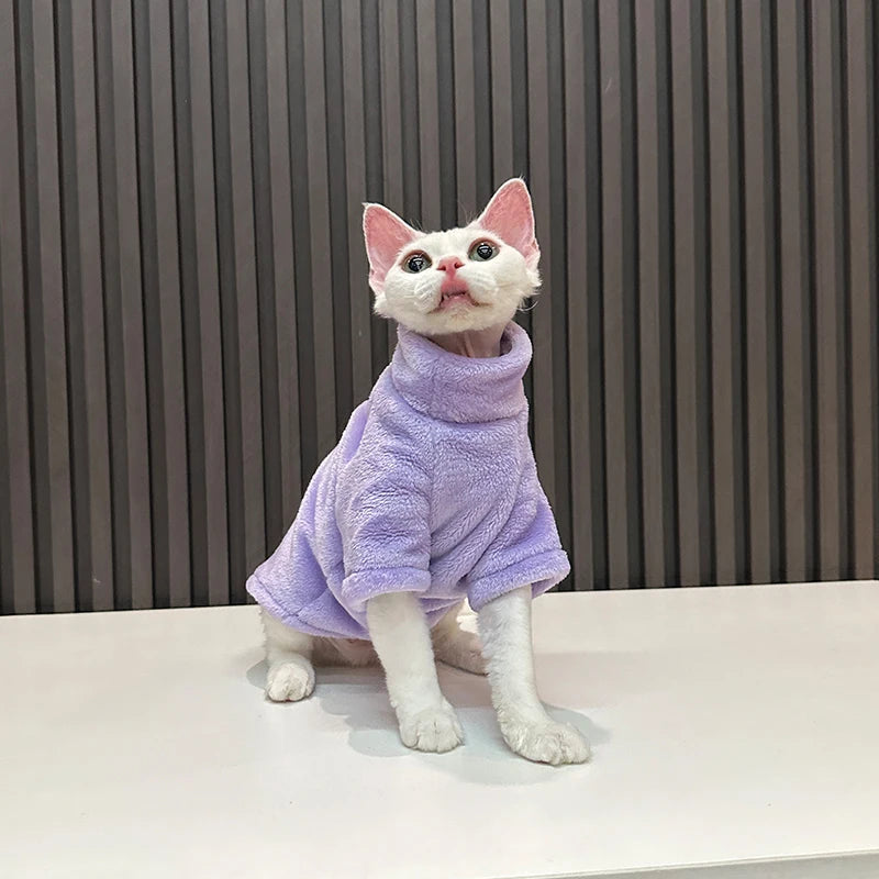 Warm Fleece Sweater for Hairless Cats