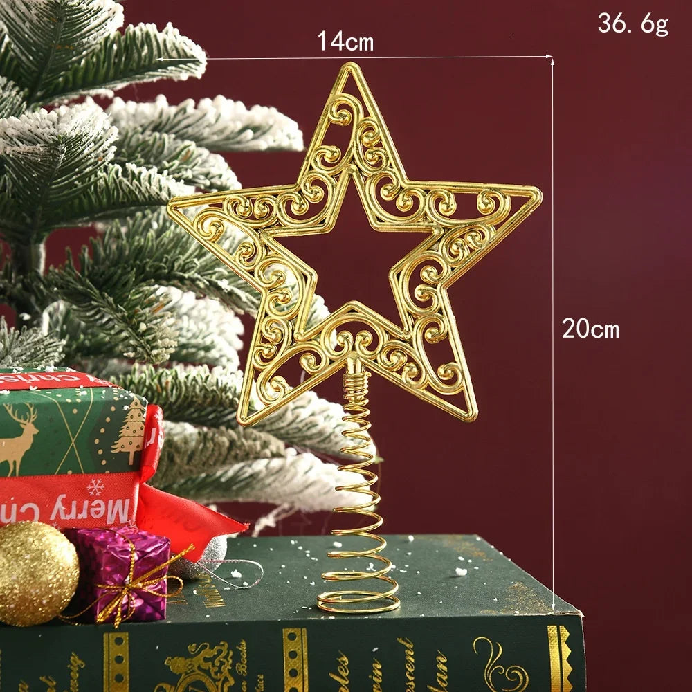 Gold Glitter Christmas Tree Star Topper