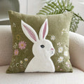 Floral Bunny Decorative Pillow Cover